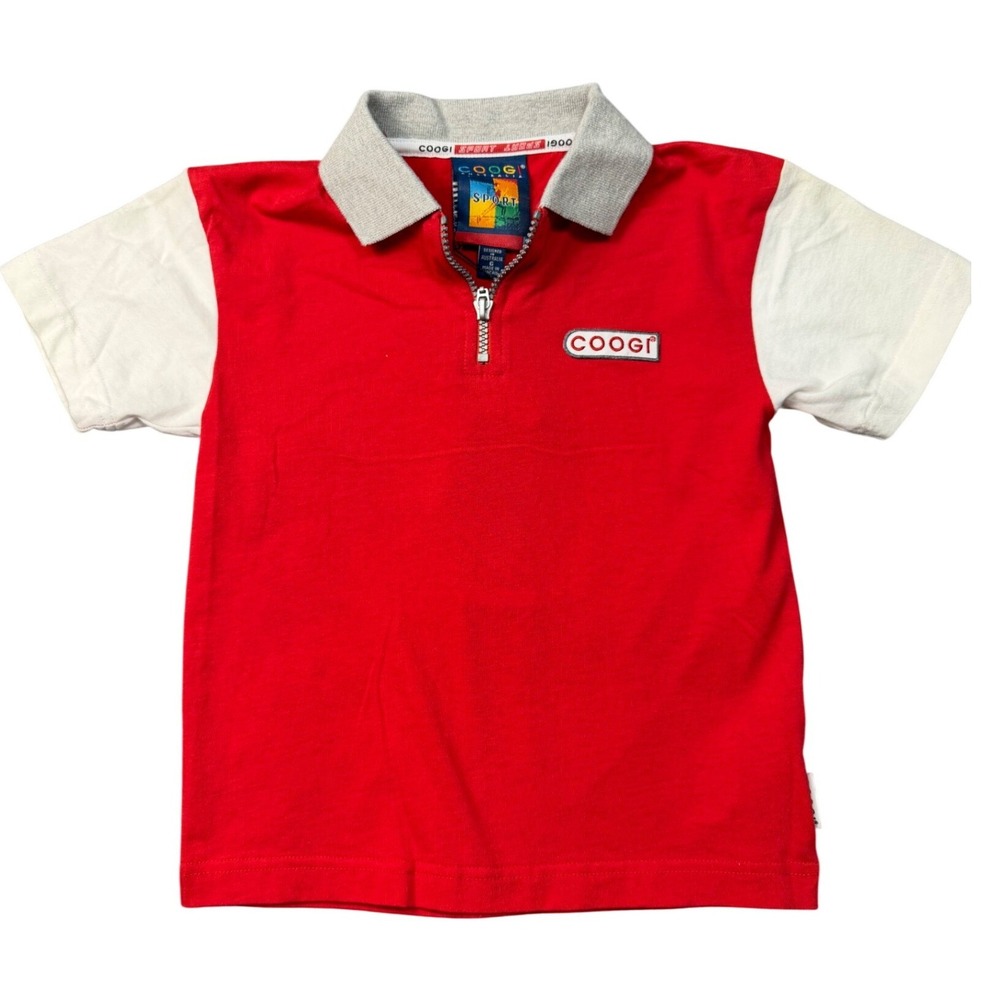 VTG Coogi Australia Sport Red White Zip Polo‎ Shirt Boys Size 6 NEW